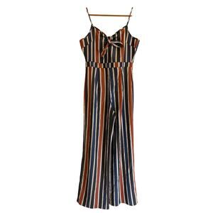 Romeo & Juliet Couture Women’s Large Striped Jumpsuit Fall Colors